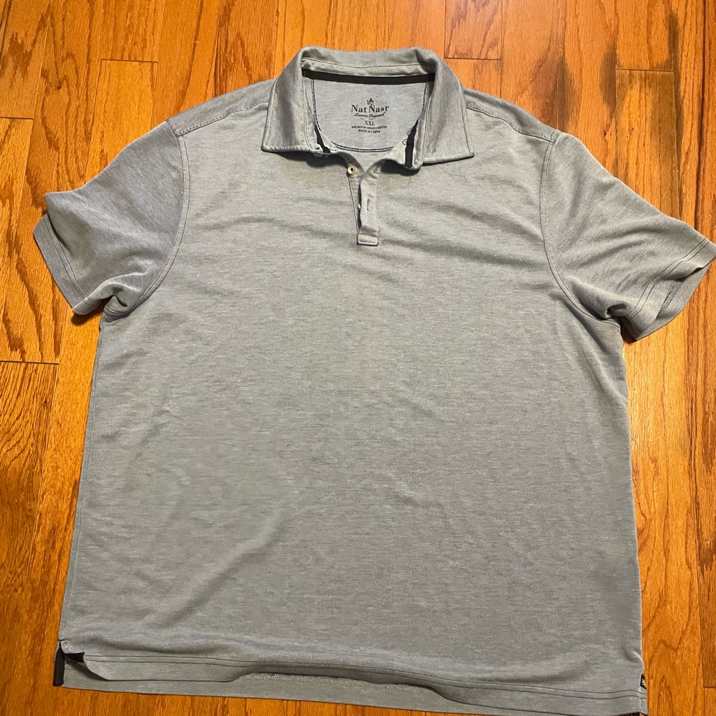 Nat Nast Blue Short Sleeve Polo Shirt Mens Size Xxl 2xl Polyester/Rayon Spread